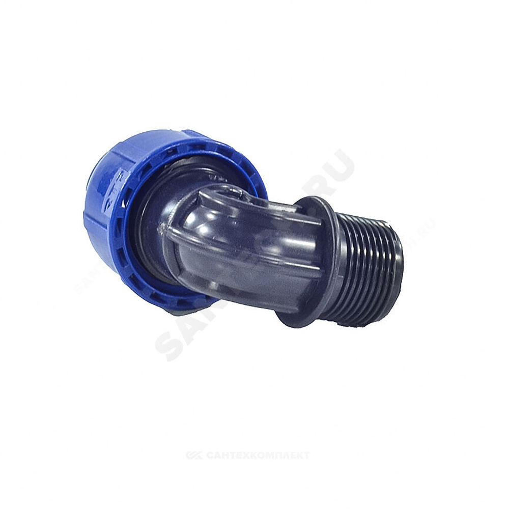 Отвод компрессионный ПЭ Дн 20х3/4"х90гр НР Ру16 RTP (РосТурПласт) 11550