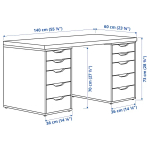 Письменный стол с ящиками - IKEA LAGKAPTEN/ALEX/ АЛЕКС/ЛАГКАПТЕН ИКЕА, 140x60 см, белый антрацит