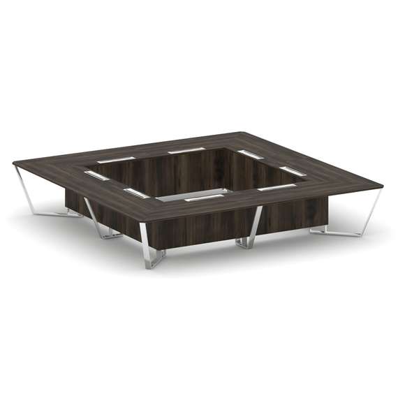 Steel Meet Стол переговорный квадратный MDK-PR.B.SP-20K2 Дуб Мали/Нержавеющая Сталь/Хром 4000*4000*7