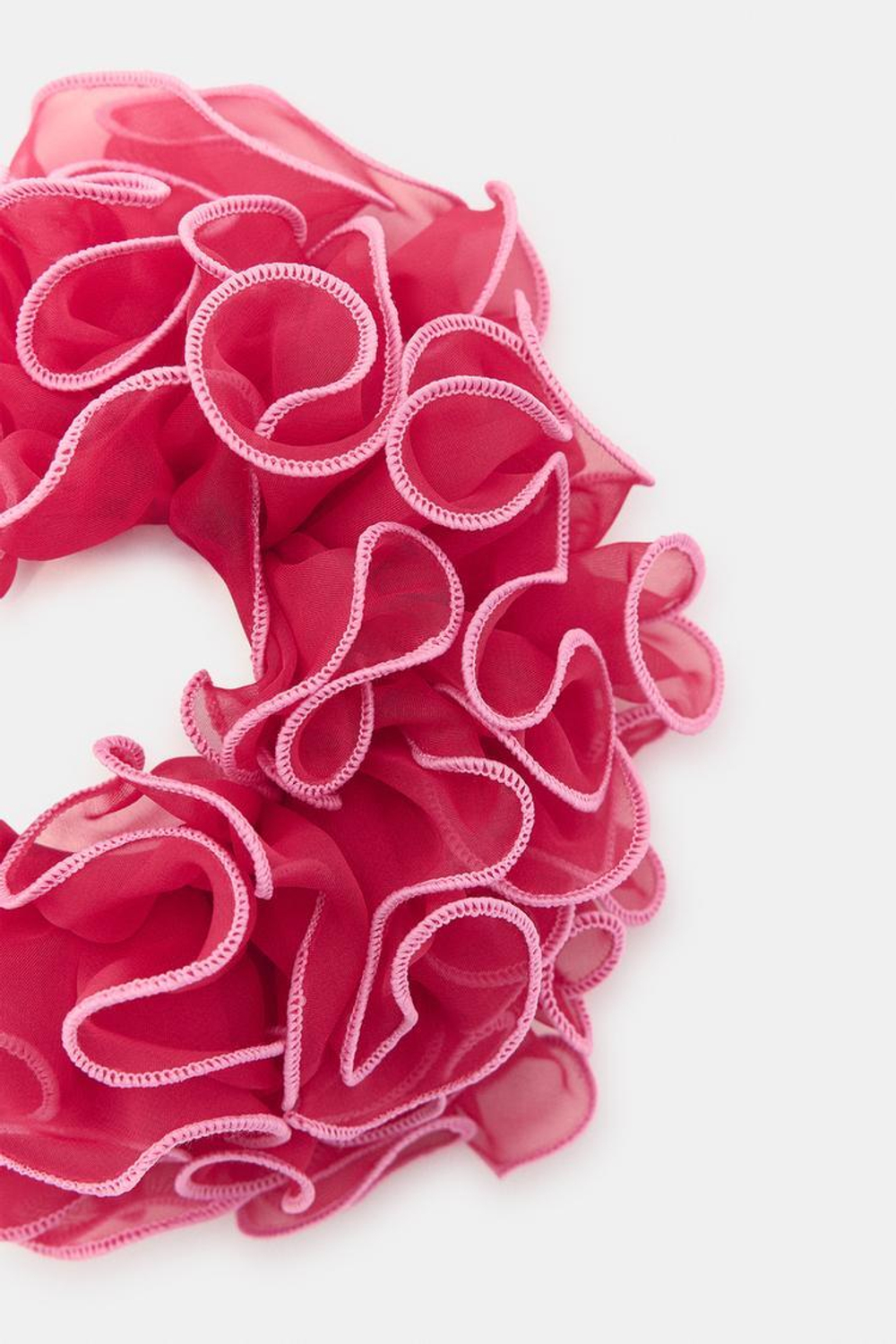 ZARA БОЛЬШАЯ РЕЗИНКА ДЛЯ ВОЛОС ИЗ ГАЗЫ С КОНТРАСТОМ, РОЗОВЫЙ