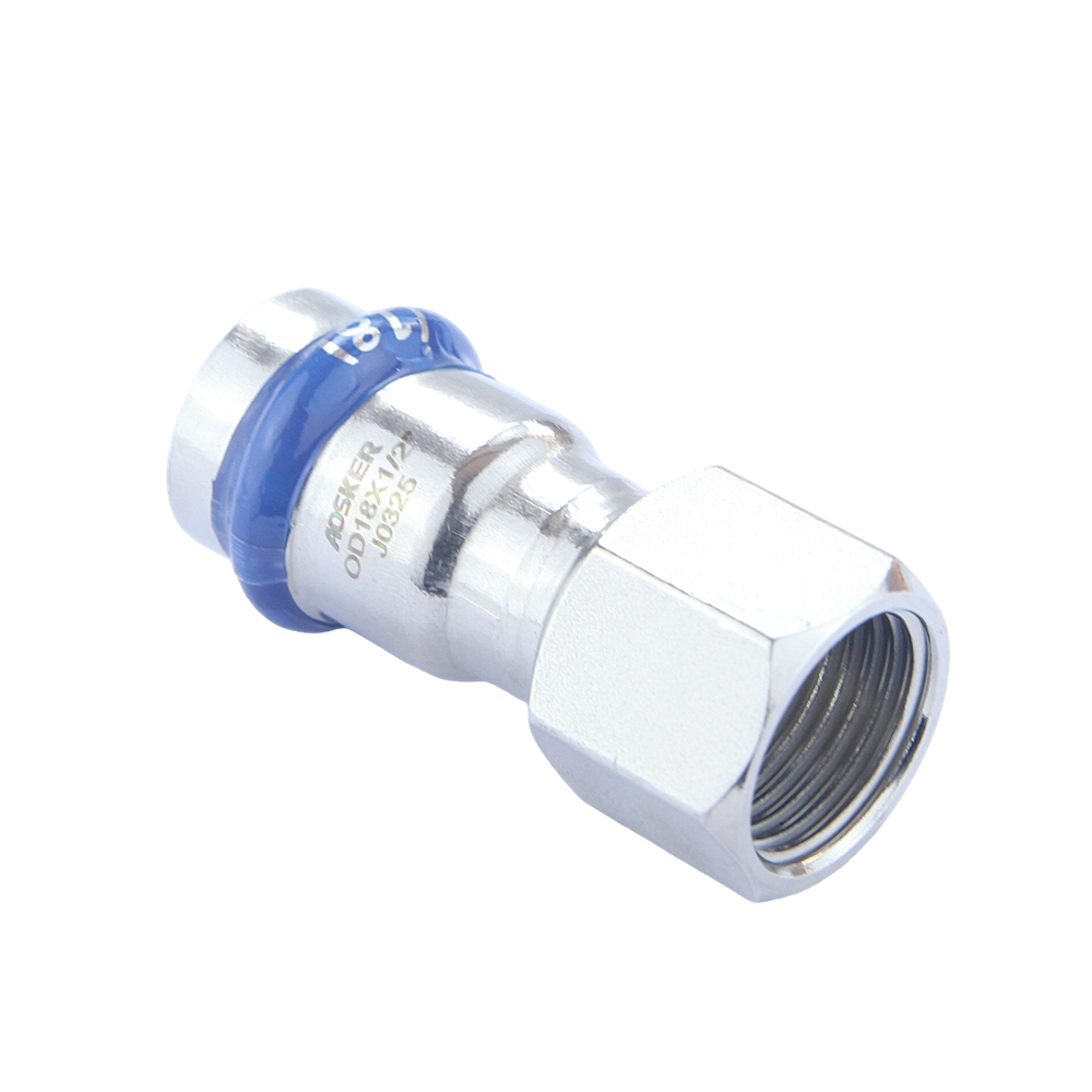 Пресс Соеденитель с накидной гайкой из нержавеющей стали AOSKER DN 15x1/2" ВР