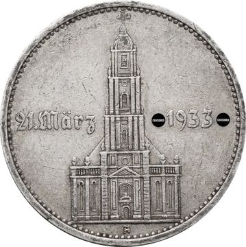 5 рейхсмарок 1934 Германия (Третий Рейх) "A" «Годовщина нацистского режима — Гарнизонная церковь в Постдаме»