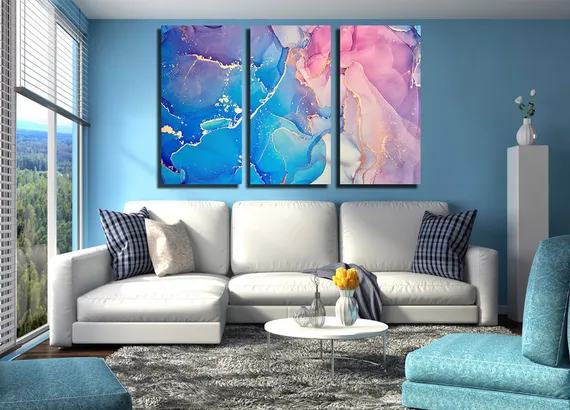 Модульная картина "Абстрактный разноцветный фактурный мрамор"