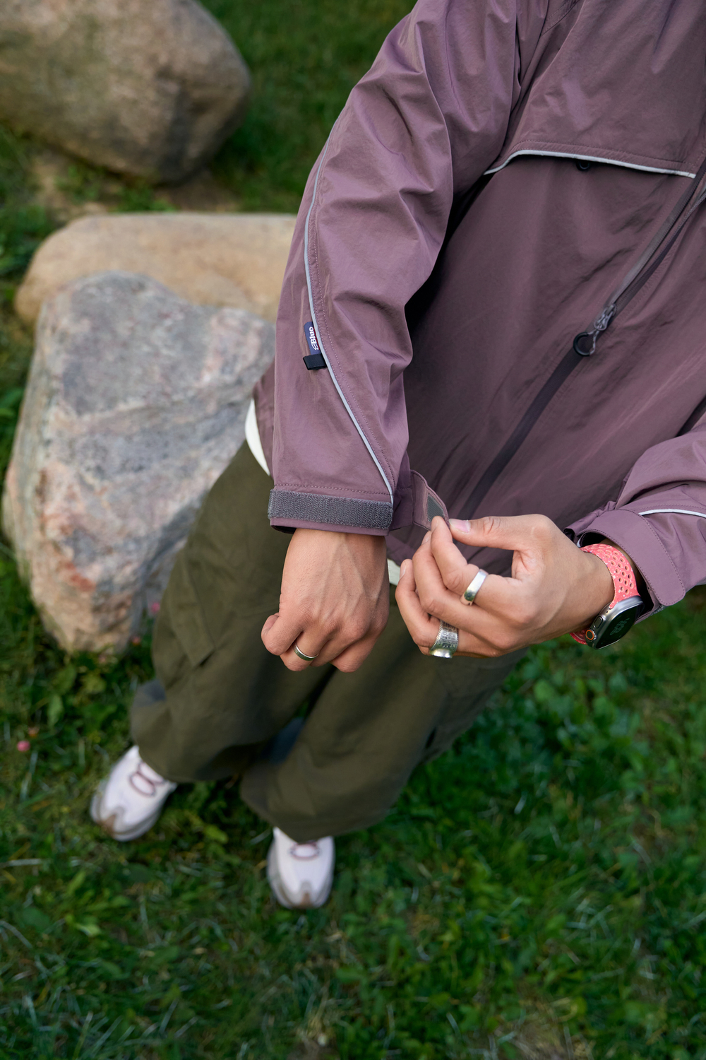 Куртка Nothomme Blue Reflective Stand-Up Collar Waterproof Jacket "Gray Burgundy"