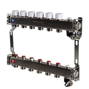 Коллекторы Rommer RMS-3201 с запорными клапанами из нержавеющей стали