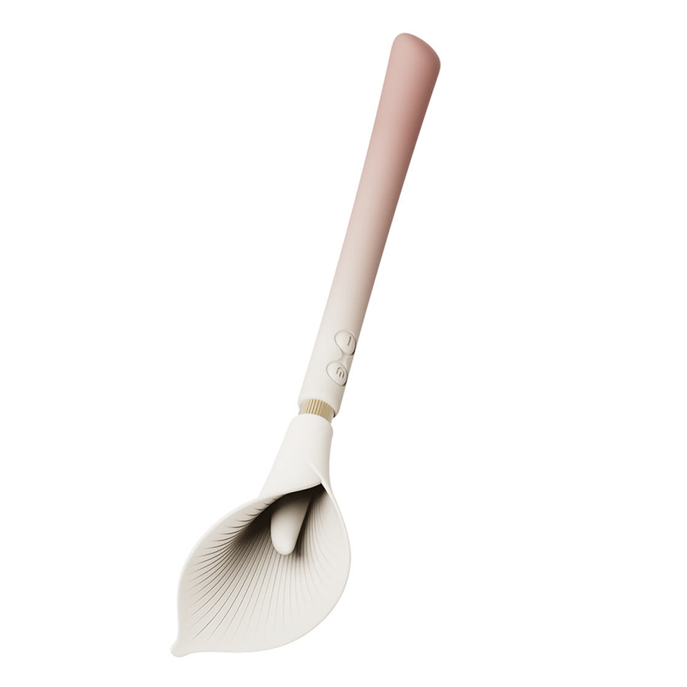 Двусторонний бежево-розовый вибромассажёр 24см для стимуляции клитора и G-зоны Zalo Calla Dual-Head Vibrating Stimulator Blossom Pink