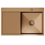 Мойка настол.монтаж 78х50 (3,0) прав. вып 3 1/2  MIXLINE PRO 20см с сифоном (бронза)