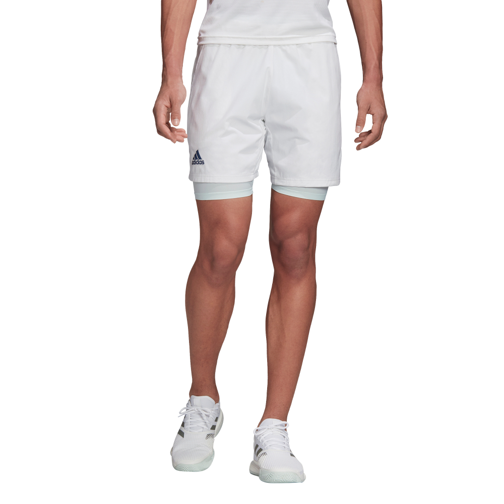 Мужские теннисные шорты Adidas 2in1 Short Heat Ready 7in - white/tech indigo