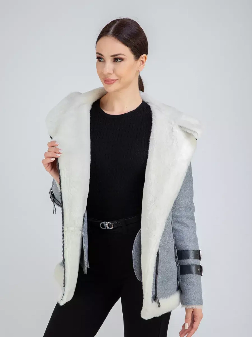 Дубленка авиатор натуральная с капюшоном