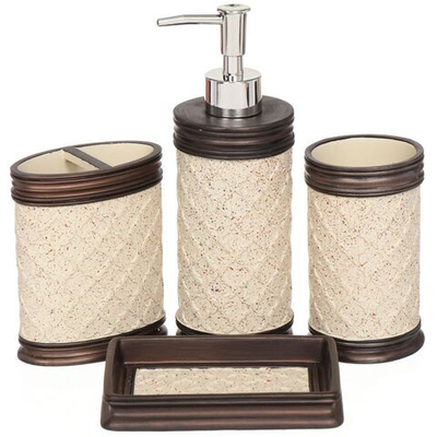 Набор для ванной 4 пр, Грация, стак,подс д/зуб щет,дозат д/мыла,мыл-ца, Y3-869