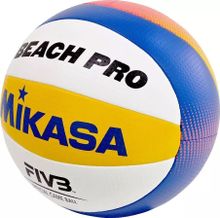 Мяч вол. пляжн. MIKASA BV550C, р.5, FIVB Approved, синт.кожа, маш.сшивка, бело-син-жел