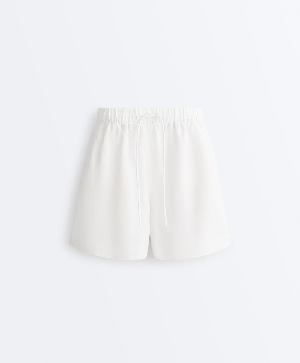 Oysho Шорты из смесовой хлопковой ткани, белый