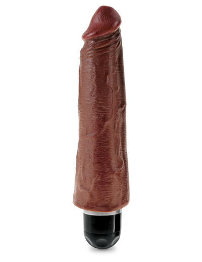 Реалистичный коричневый фаллос с вибрацией King Cock 8" VIbrating Stiffy (Цвет: коричневый)