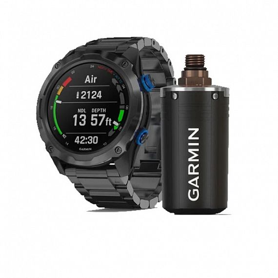 Комплект умные часы - дайвинг компьютер Garmin Descent MK2i DLC-покрытием и черным титановым ремешком + датчик Descent T1