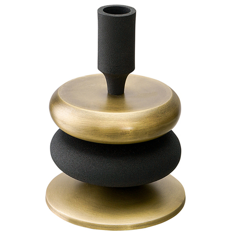 Подсвечник 17см Bergenson Bjorn Stone черный/античная латунь