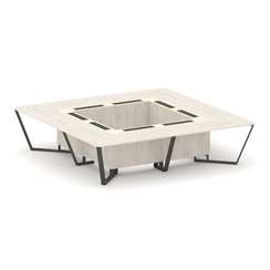 Steel Meet Стол переговорный квадратный KMK-PR.B.SP-16K Денвер Светлый/Ваниль Глянец/Металл Антрацит