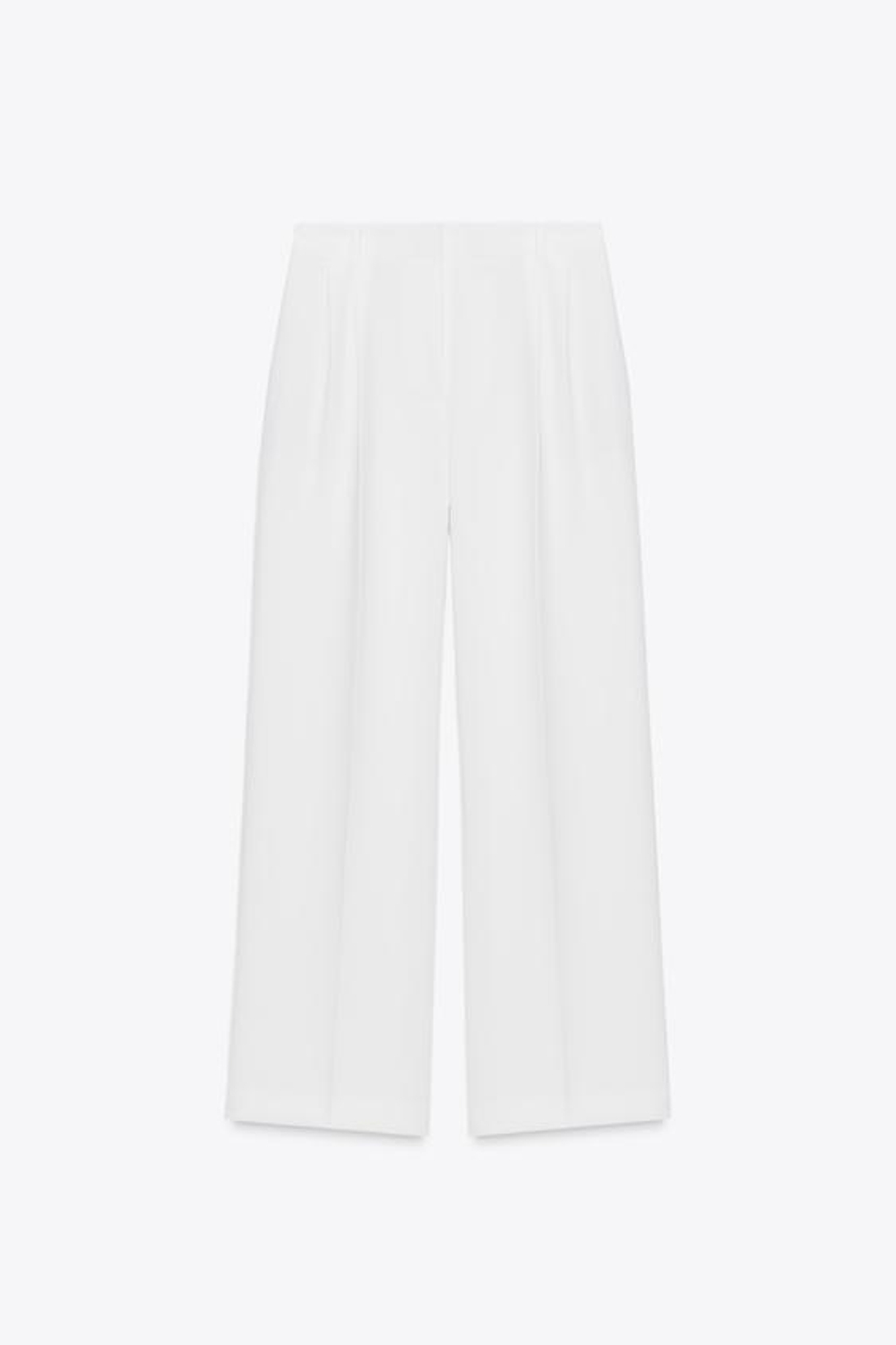 ZARA ШИРОКИЕ БРЮКИ С ЗАЩИПАМИ, ЖЕЛТОВАТО-БЕЛЫЙ