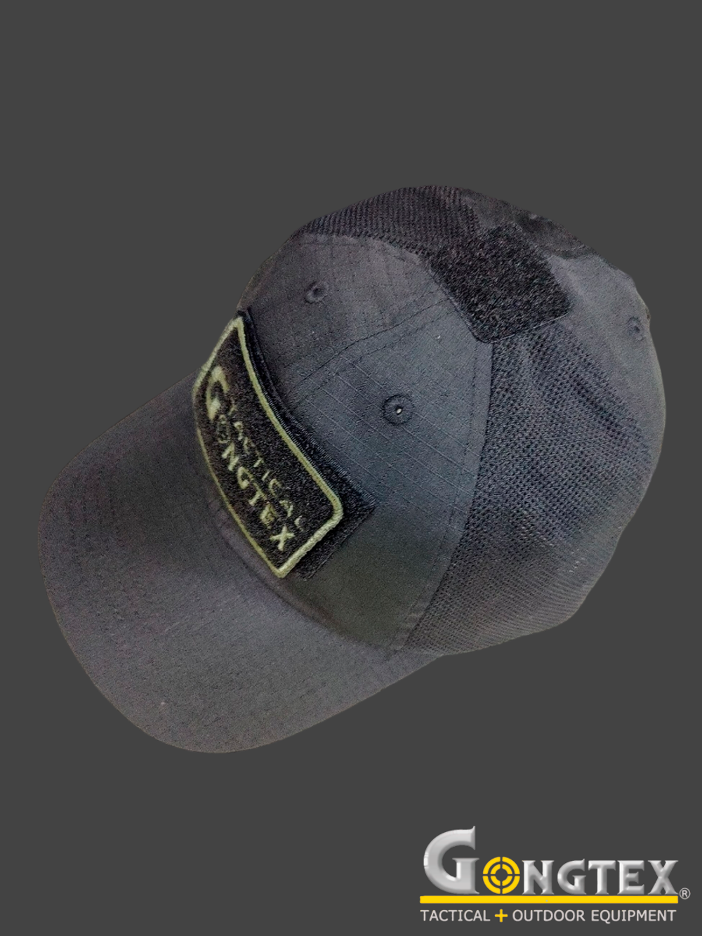 Бейсболка (кепка) сетчатая Gongtex Ripstop Baseball Cap с велкро панелью. Чёрный