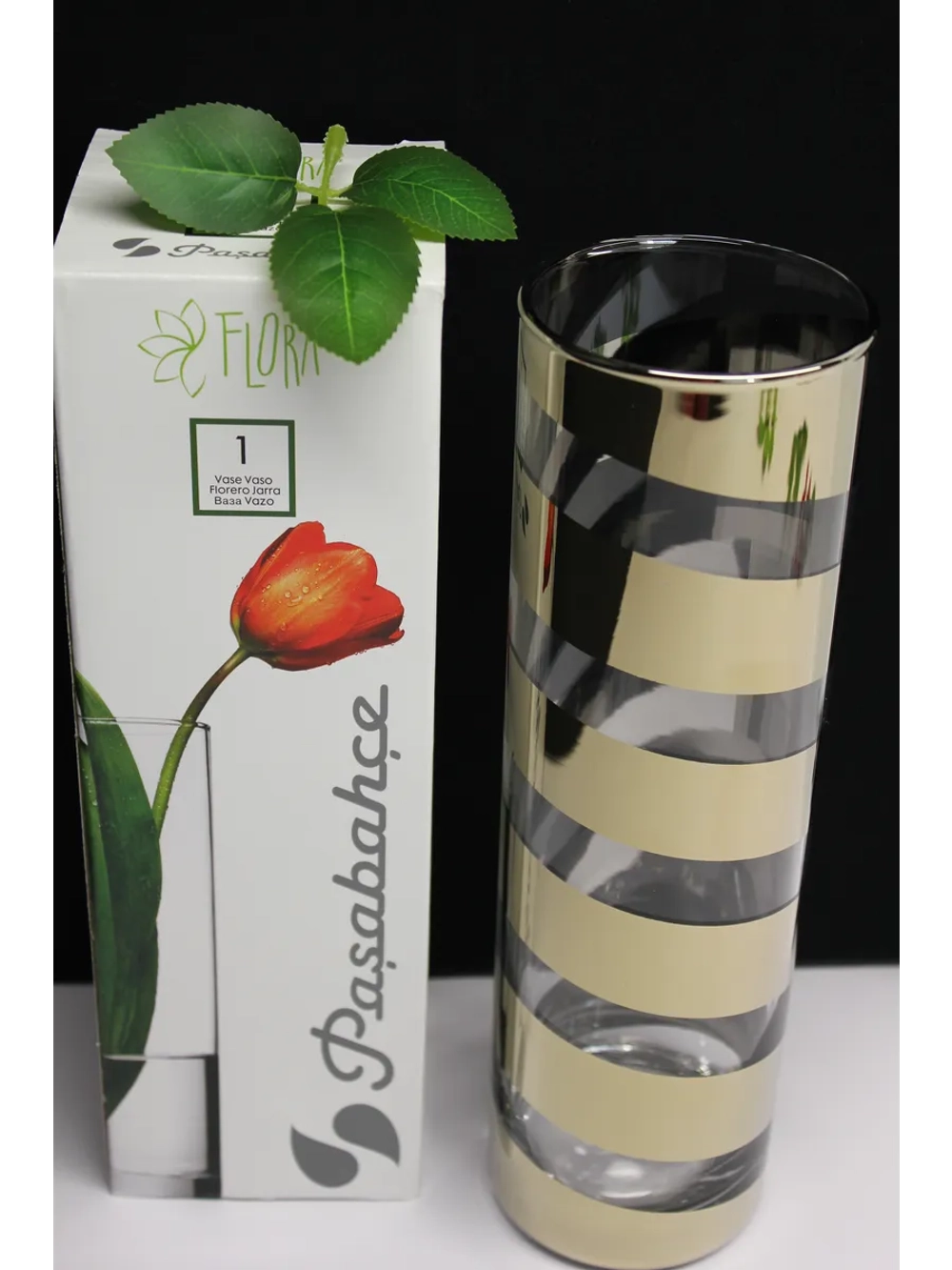 Ваза цилиндр золотая спираль