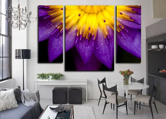 Модульная картина "Желто-фиолетовый цветок"