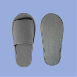 Тапочки серые, открытый мыс, подошва 5 мм с анти-скользящим вкраплением