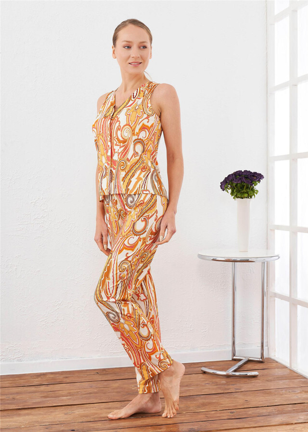 RELAX MODE / Пижама женская со штанами летняя вискоза домашний костюм - 10584