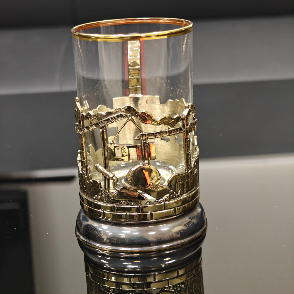 Подстаканник "Подарок строителю" с ложечкой в футляре