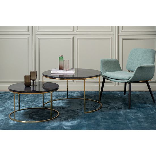 Набор из 2-х журнальных столиков hans, D60 см и D80 см, черный мрамор