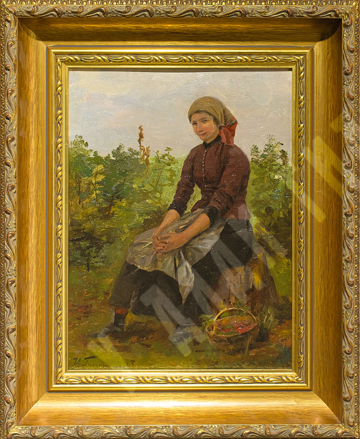 Галкин И. С. (1860–1915).  Дачница. Картон, масло. 1900 г.