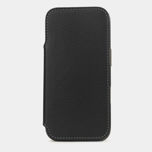 Чехол-книжка для iPhone 17 Pro Max - кожа телёнка, черный