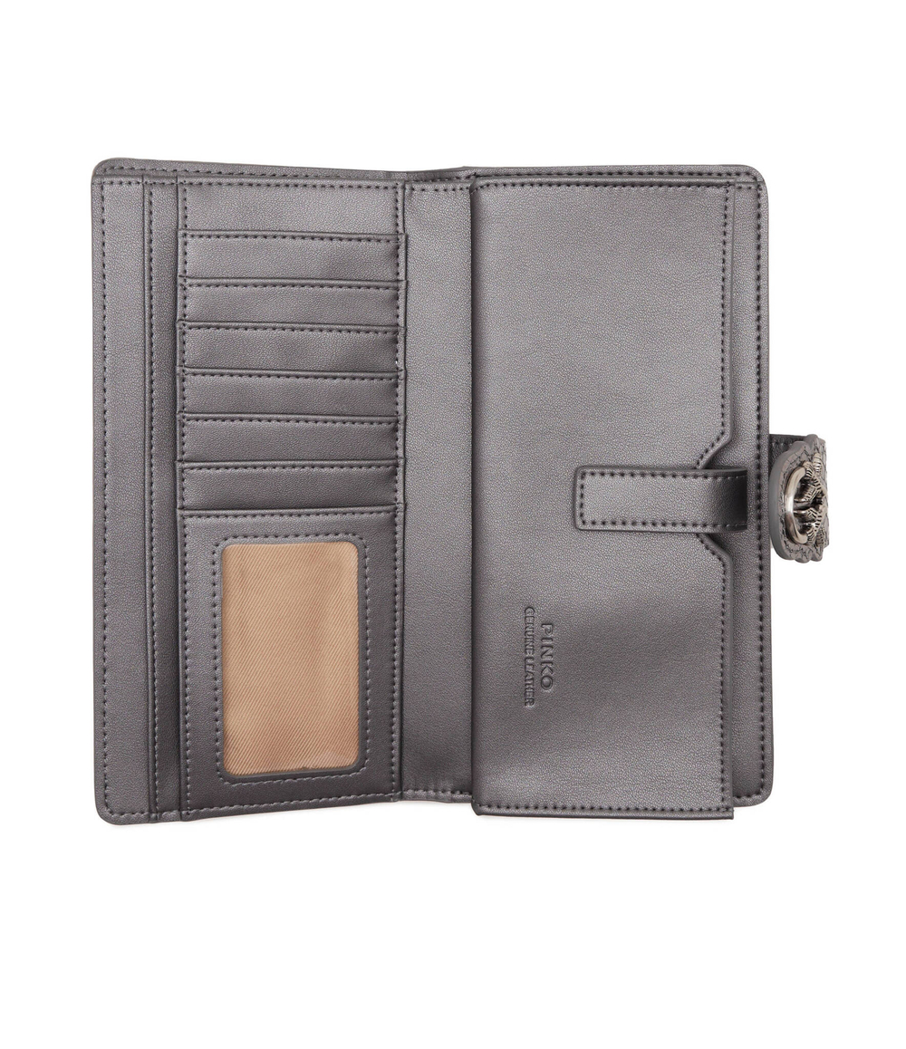 Кожаная сумка-мессенджер/кошелек CONTINENTAL PELLE LAMINATA STA Pinko - серебряный(101779 A180)