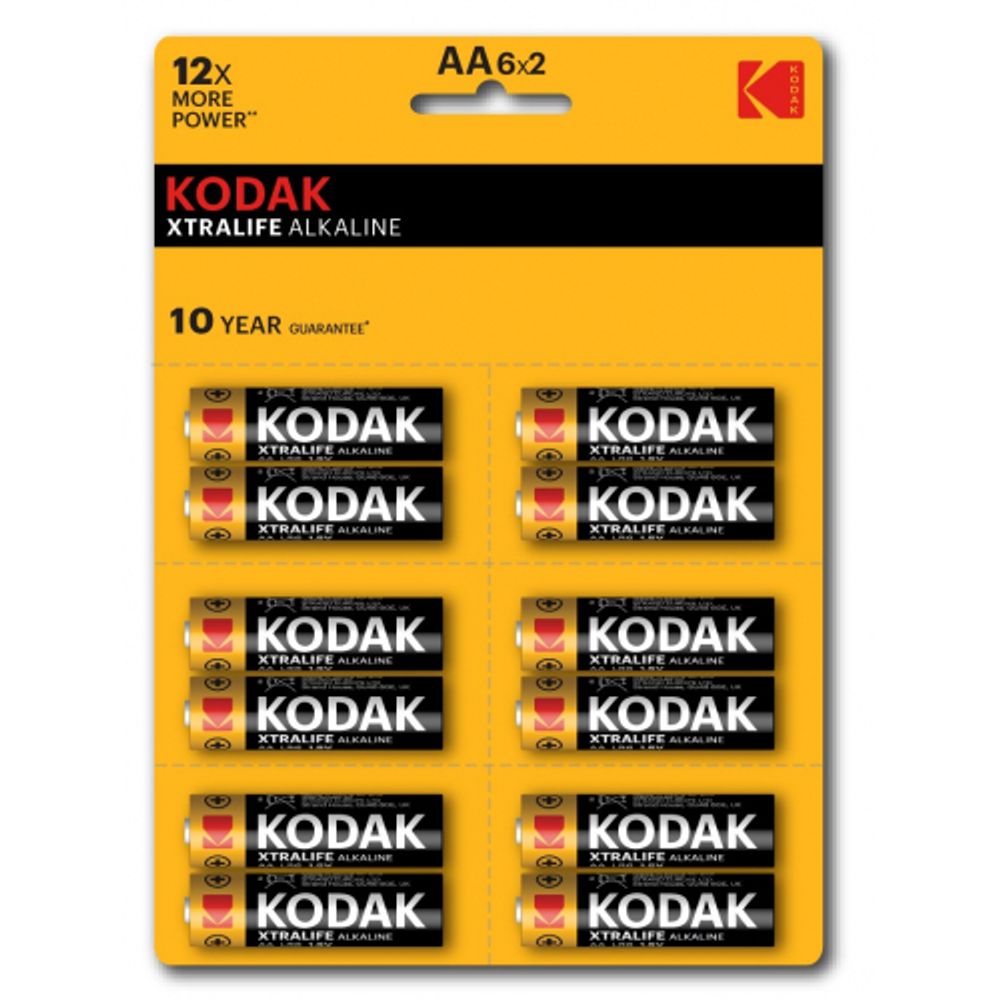 Батарейки Kodak LR6-12BL perforated (6x2BL) XTRALIFE Alkaline [KAA-2x6 perf] | Батарейки Щелочные (Алкалиновые)