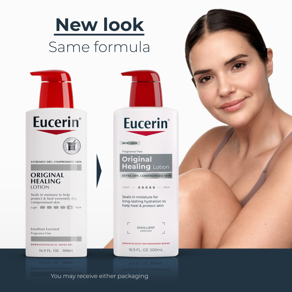 Eucerin, оригинальный заживляющий лосьон, для очень сухой и поврежденной кожи, без отдушек, 500 мл (16,9 жидк. унции)