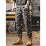 Брюки хлопковые casual для мужчин тонкие от бренда JIELEINUO ,летние. резинка внизу штанины