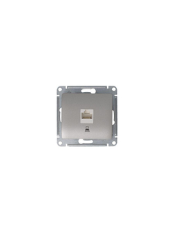 Розетка компьютерная 1-м Glossa RJ45 кат.5E механизм платина SE GSL001281K