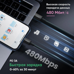 Кабель Ugreen USB TypeC (F), USB TypeC (M) черный