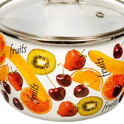 Кастрюля сталь, эмал, 2 л, с крыш, Vitross, Fruits, 1SC165S/1SA185S, индукц