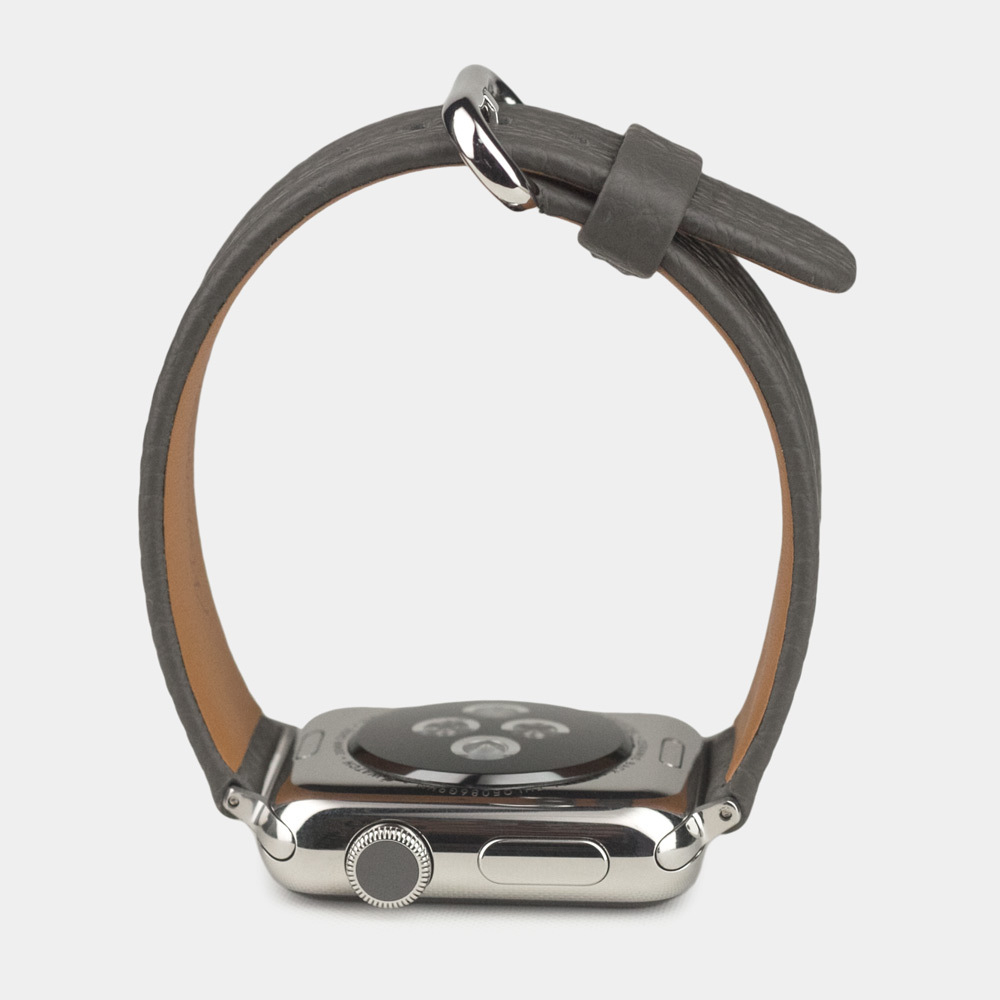 Ремешок для Apple Watch 44/45/46 mm из кожи теленка, серого цвета