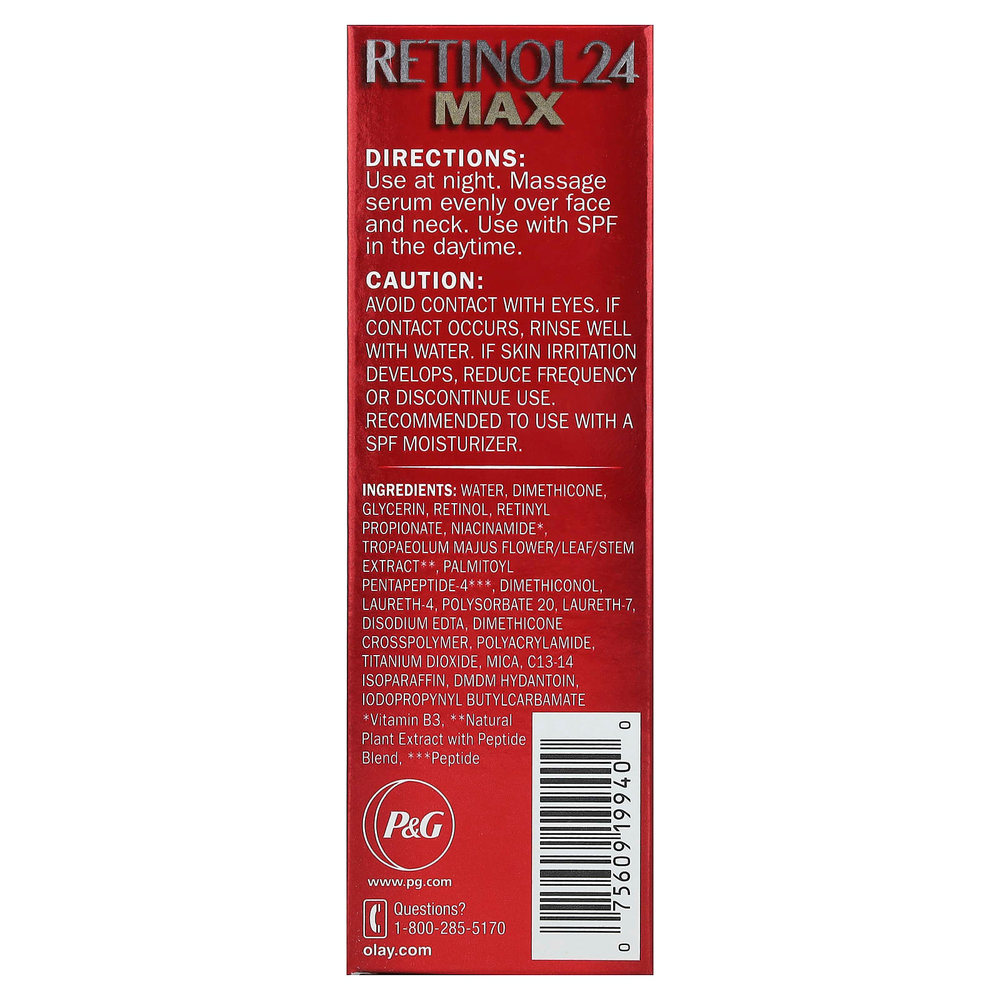 Olay, Regenerist, ретинол 24, ночная сыворотка, без отдушек, 40 мл (1,3 жидк. унц.)