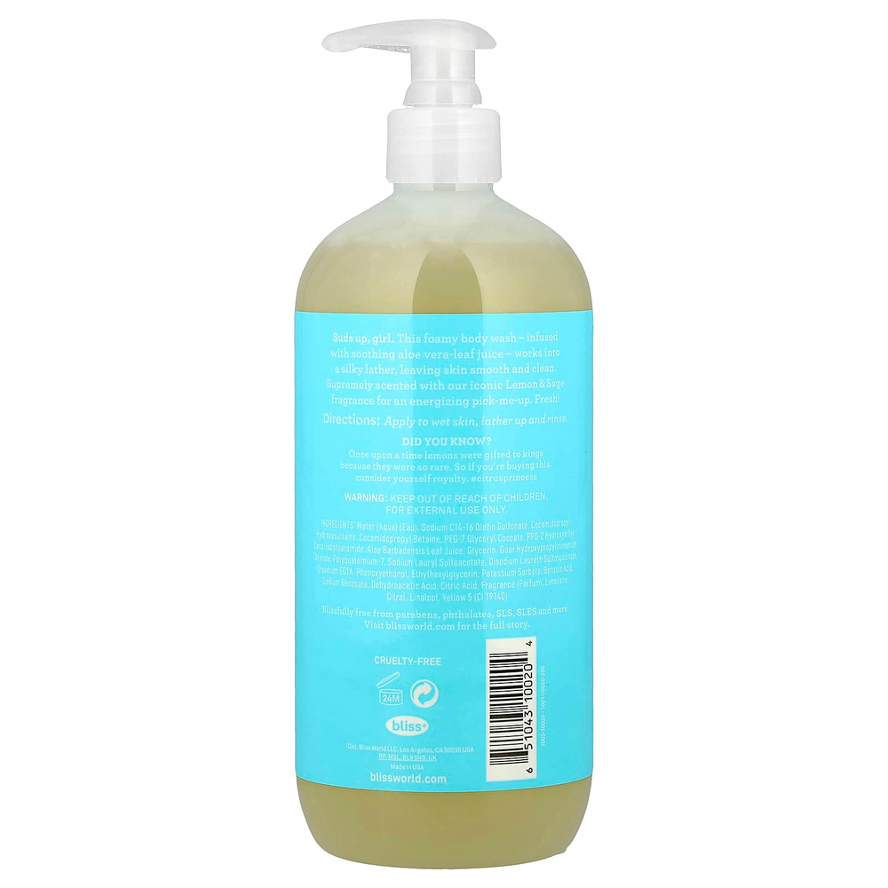 Bliss, Soapy Suds ™, гель для душа, лимон и шалфей, 505 мл (17 жидк. Унций)