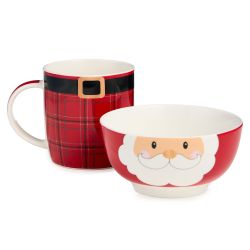 НАБОР ПОСУДЫ LEFARD "САНТА" 2 ПР. (КРУЖКА 355 МЛ, САЛАТНИК 12,5 СМ)