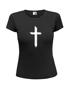Футболка с крестом женская приталенная черная