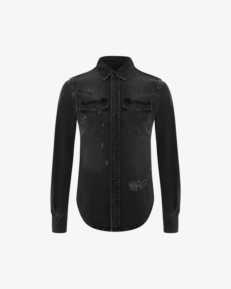 Серая рубашка из денима с карманами