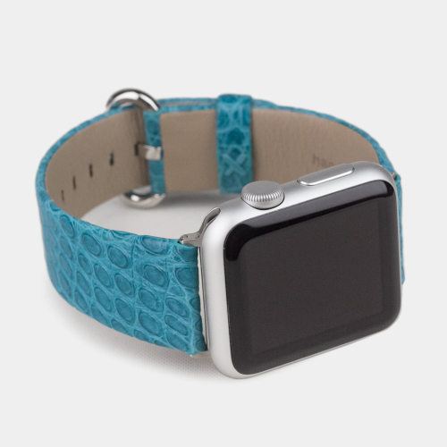 Ремешок для Apple Watch 44/45/46 mm из кожи аллигатора, цвета тиффани