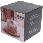 Кастрюля из боросиликатного стекла 1,5л «Хай-Тек» со стеклянными цветными ручками