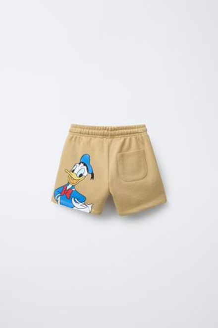 ZARA ШОРТЫ ИЗ МЯГКОЙ ТКАНИ С ПРИНТОМ DONALD DUCK © DISNEY, БЕЖЕВЫЙ