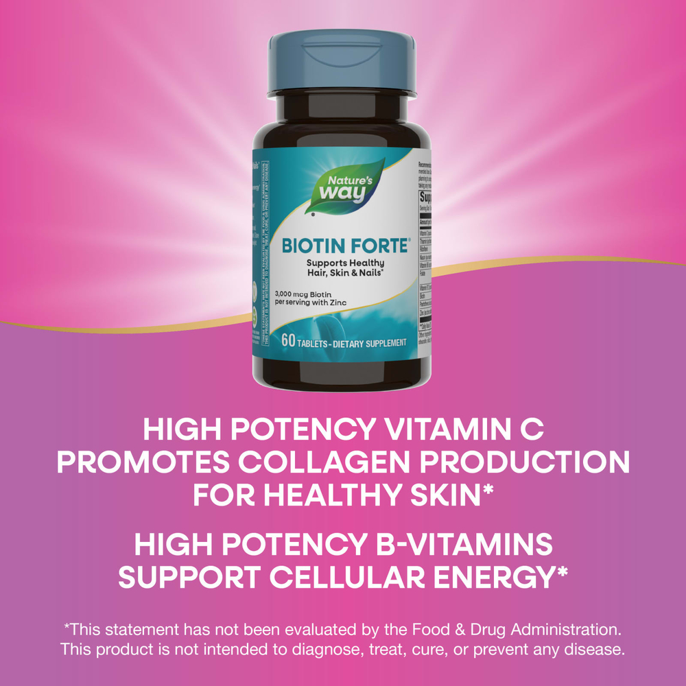 Nature's Way, Biotin Forte® с цинком, 60 таблеток