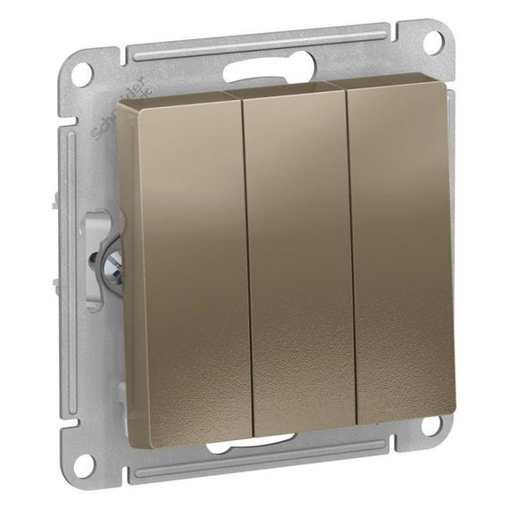 Выключатель трехклавишный Schneider Electric AtlasDesign 10A 250V шампань ATN000531