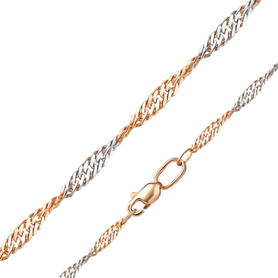 Цепь из красного золота с алмазной гранью (плетение «Сингапур»)