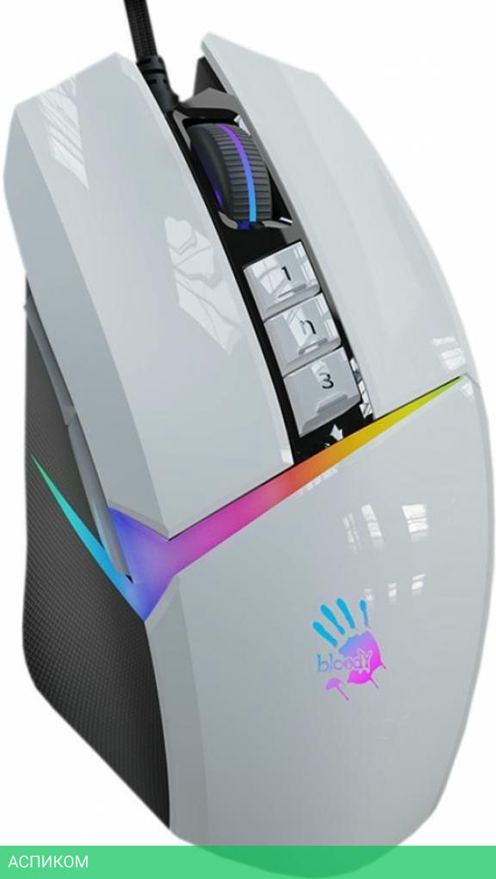 Мышь A4Tech Bloody W60 MAX Panda белый